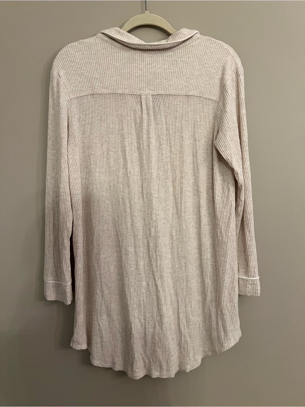 Auden Cream Ribbed Button-Front Sleep Shirt - Picture 2 of 6